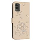 For Nokia C32 Embossed Kitten Phone Leather Case with Lanyard(Beige) - 3