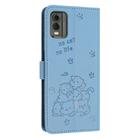 For Nokia C32 Embossed Kitten Phone Leather Case with Lanyard(Blue) - 3