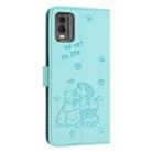 For Nokia C32 Embossed Kitten Phone Leather Case with Lanyard(Mint Green) - 3