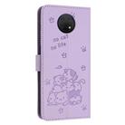 For Nokia G10 / G20 / G300 Embossed Kitten Phone Leather Case with Lanyard(Purple) - 3