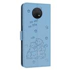 For Nokia G10 / G20 / G300 Embossed Kitten Phone Leather Case with Lanyard(Blue) - 3