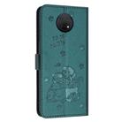 For Nokia G10 / G20 / G300 Embossed Kitten Phone Leather Case with Lanyard(Dark Green) - 3