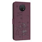 For Nokia G10 / G20 / G300 Embossed Kitten Phone Leather Case with Lanyard(Wine Red) - 3