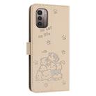 For Nokia G11 / G21 Embossed Kitten Phone Leather Case with Lanyard(Beige) - 3