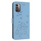 For Nokia G11 / G21 Embossed Kitten Phone Leather Case with Lanyard(Blue) - 3