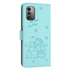 For Nokia G11 / G21 Embossed Kitten Phone Leather Case with Lanyard(Mint Green) - 3