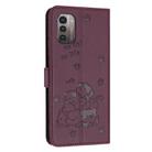 For Nokia G11 / G21 Embossed Kitten Phone Leather Case with Lanyard(Wine Red) - 3