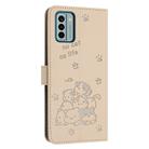 For Nokia G22 Embossed Kitten Phone Leather Case with Lanyard(Beige) - 3