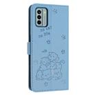 For Nokia G22 Embossed Kitten Phone Leather Case with Lanyard(Blue) - 3