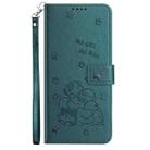 For Nokia G22 Embossed Kitten Phone Leather Case with Lanyard(Dark Green) - 2