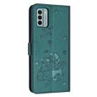For Nokia G22 Embossed Kitten Phone Leather Case with Lanyard(Dark Green) - 3