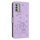 For Nokia G42 5G Embossed Kitten Phone Leather Case with Lanyard(Purple) - 3