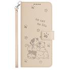 For Nokia G42 5G Embossed Kitten Phone Leather Case with Lanyard(Beige) - 2