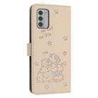 For Nokia G42 5G Embossed Kitten Phone Leather Case with Lanyard(Beige) - 3