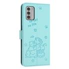 For Nokia G42 5G Embossed Kitten Phone Leather Case with Lanyard(Mint Green) - 3