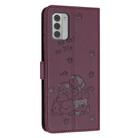 For Nokia G42 5G Embossed Kitten Phone Leather Case with Lanyard(Wine Red) - 3