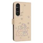 For Sony Xperia 1 V 2023 Embossed Kitten Phone Leather Case with Lanyard(Beige) - 3