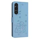 For Sony Xperia 1 V 2023 Embossed Kitten Phone Leather Case with Lanyard(Blue) - 3