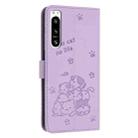 For Sony Xperia 5 IV Embossed Kitten Phone Leather Case with Lanyard(Purple) - 3