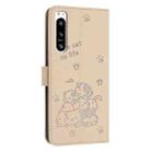For Sony Xperia 5 IV Embossed Kitten Phone Leather Case with Lanyard(Beige) - 3