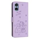 For Sony Xperia 5 V Embossed Kitten Phone Leather Case with Lanyard(Purple) - 3