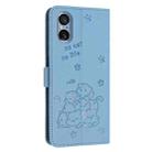For Sony Xperia 5 V Embossed Kitten Phone Leather Case with Lanyard(Blue) - 3