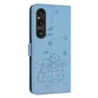 For Sony Xperia 1 VI Embossed Kitten Phone Leather Case with Lanyard(Blue) - 3