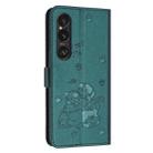 For Sony Xperia 1 VI Embossed Kitten Phone Leather Case with Lanyard(Dark Green) - 3