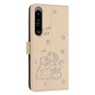 For Sony Xperia 1 IV Embossed Kitten Phone Leather Case with Lanyard(Beige) - 3
