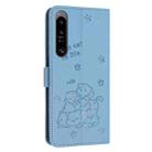 For Sony Xperia 1 IV Embossed Kitten Phone Leather Case with Lanyard(Blue) - 3