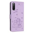 For Sony Xperia 10 V 2023 Embossed Kitten Phone Leather Case with Lanyard(Purple) - 3