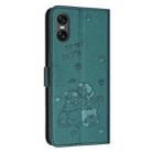 For Sony Xperia 10 VI Embossed Kitten Phone Leather Case with Lanyard(Dark Green) - 3