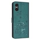 For Sony Xperia 5 VI Embossed Kitten Phone Leather Case with Lanyard(Dark Green) - 3