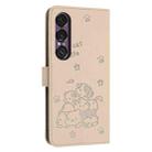 For Sony Xperia 1 VII Embossed Kitten Phone Leather Case with Lanyard(Beige) - 3