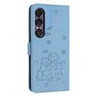 For Sony Xperia 1 VII Embossed Kitten Phone Leather Case with Lanyard(Blue) - 3