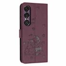 For Sony Xperia 1 VII Embossed Kitten Phone Leather Case with Lanyard(Wine Red) - 3