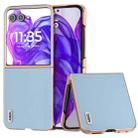 For Motorola Razr 50 Ultra ABEEL Electroplating Frame Genuine Leather Wave Phone Case(Blue) - 1