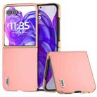 For Motorola Razr 50 Ultra ABEEL Electroplating Frame Genuine Leather Wave Phone Case(Pink) - 1