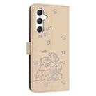 For Samsung Galaxy S24 FE 5G Embossed Kitten Phone Leather Case with Lanyard(Beige) - 3