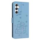 For Samsung Galaxy S24 FE 5G Embossed Kitten Phone Leather Case with Lanyard(Blue) - 3