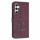 For Samsung Galaxy S24 FE 5G Embossed Kitten Phone Leather Case with Lanyard(Wine Red) - 3