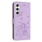 For Samsung Galaxy S25 / S24 5G Embossed Kitten Phone Leather Case with Lanyard(Purple) - 3