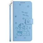 For Samsung Galaxy S23 FE 5G Embossed Kitten Phone Leather Case with Lanyard(Blue) - 2