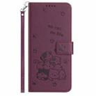 For Samsung Galaxy S23 FE 5G Embossed Kitten Phone Leather Case with Lanyard(Wine Red) - 2