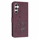 For Samsung Galaxy S23 FE 5G Embossed Kitten Phone Leather Case with Lanyard(Wine Red) - 3