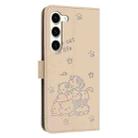 For Samsung Galaxy S23+ 5G Embossed Kitten Phone Leather Case with Lanyard(Beige) - 3