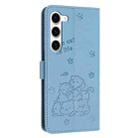 For Samsung Galaxy S23+ 5G Embossed Kitten Phone Leather Case with Lanyard(Blue) - 3