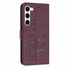 For Samsung Galaxy S23+ 5G Embossed Kitten Phone Leather Case with Lanyard(Wine Red) - 3