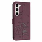 For Samsung Galaxy S23 5G Embossed Kitten Phone Leather Case with Lanyard(Wine Red) - 3