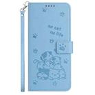 For Samsung Galaxy S25 Ultra 5G Embossed Kitten Phone Leather Case with Lanyard(Blue) - 2
